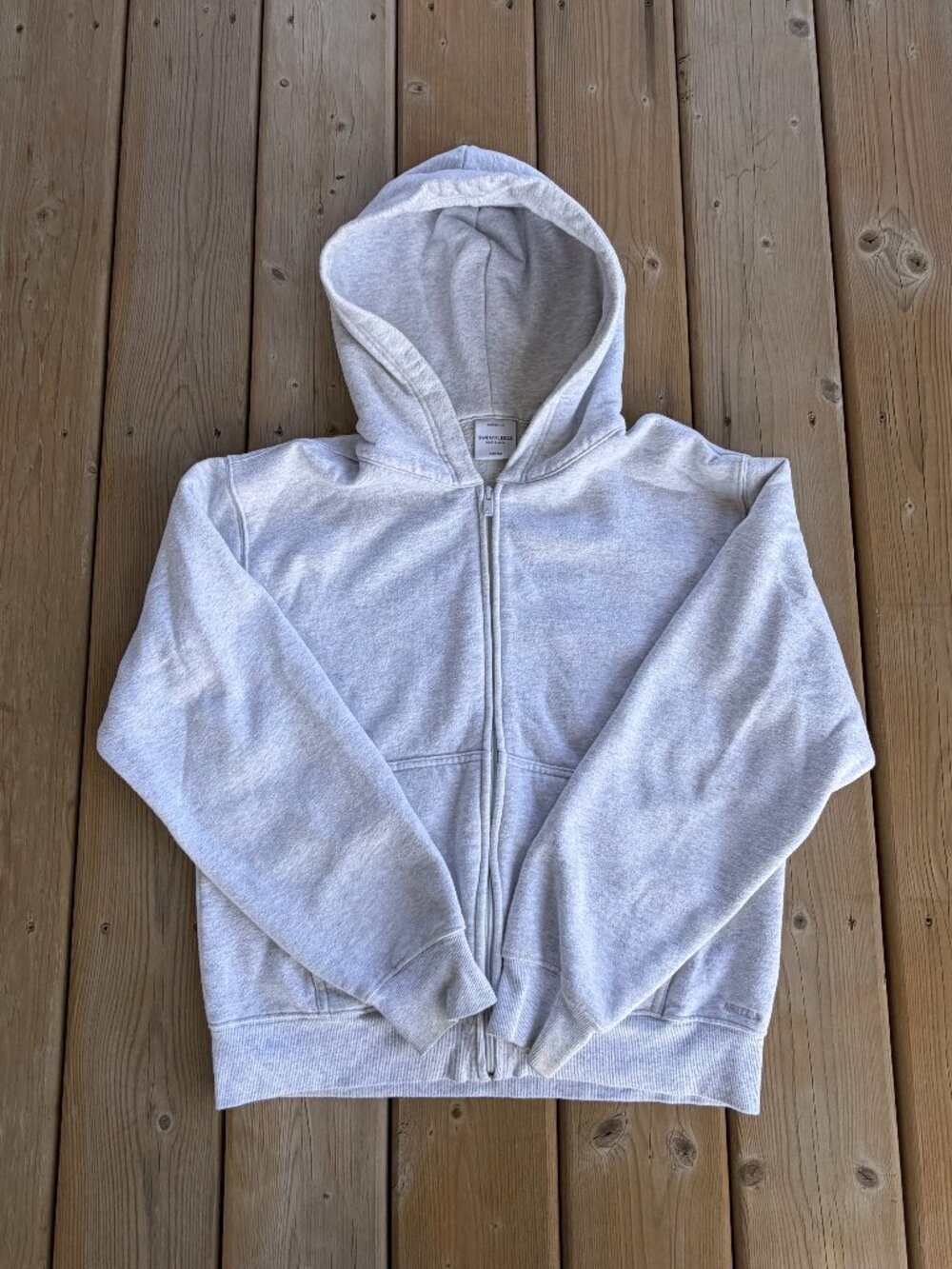 Aritzia Perfect Fit Hoodie – Heather White/Grey